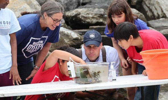William met with students studying marine biology.