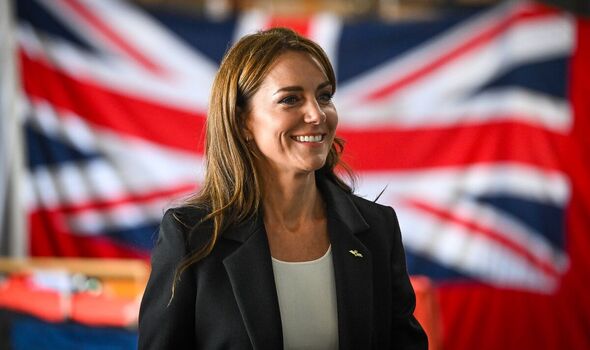 Kate smiling during a visit to the Royal Naval Air Station (RNAS) Yeovilton