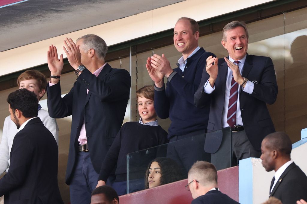William and George celebrate a goal at Aston Villa v Nottingham Forest,