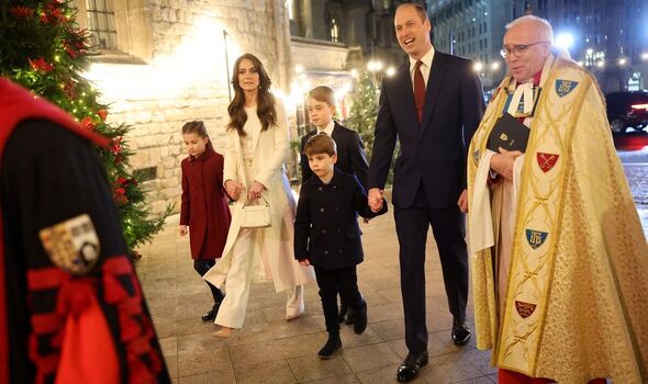Princess Kate and Prince William seen arriving with their children at the Christmas Carol service