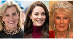 Duchess of Edinburgh standing between Queen Camilla and Princess Kate, symbolizing her role in bridging the gap