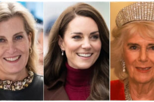 Duchess of Edinburgh standing between Queen Camilla and Princess Kate, symbolizing her role in bridging the gap