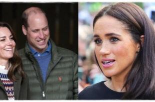 Prince William and Kate Middleton appearing stunned amid rumors involving Meghan Markle
