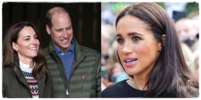Prince William and Kate Middleton appearing stunned amid rumors involving Meghan Markle