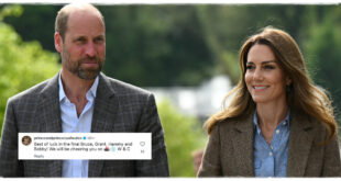 Prince William and Princess Kate sharing a good luck message on social media
