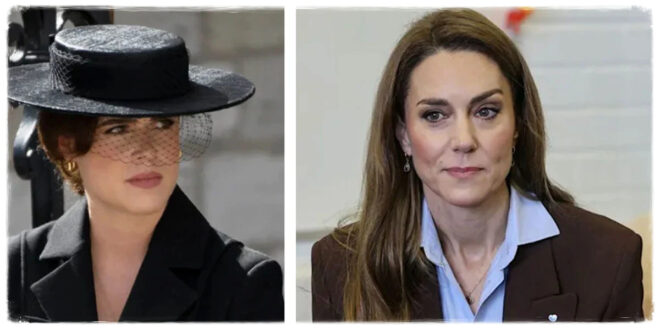 Princess Kate and Princess Eugenie at a royal event amid reports explaining why Kate keeps her distance