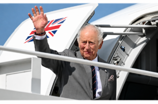 King Charles waving goodbye during US visit as Queen Camilla returns to the UK alone