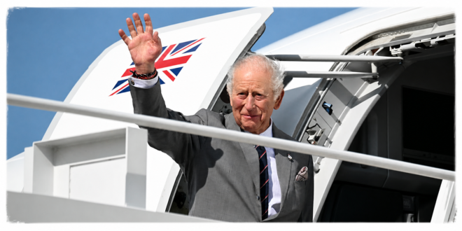 King Charles waving goodbye during US visit as Queen Camilla returns to the UK alone