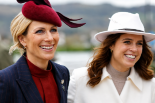 Zara Tindall and Princess Eugenie during a royal event amid reports about pregnancy news shared with King Charles