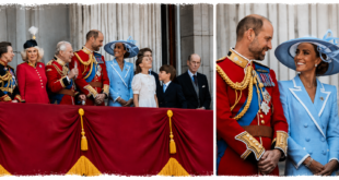 Prince William and Princess Kate sharing a warm moment during Trooping the Colour