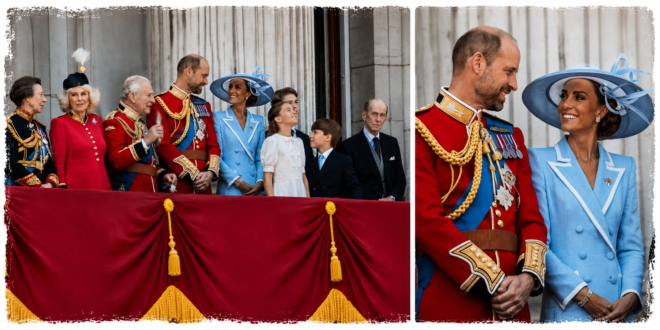 Prince William and Princess Kate sharing a warm moment during Trooping the Colour