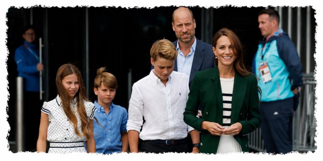 Prince William and Princess Kate with George, Charlotte and Louis leaving Balmoral after their summer family break