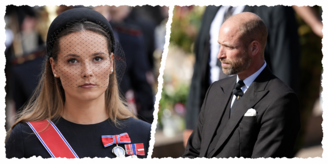 Prince William and Crown Princess Ingrid Alexandra during King Harald V’s state funeral in Oslo
