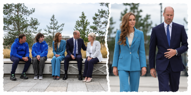 Princess Kate wearing an elegant peplum-style jacket and refreshed hairstyle alongside Prince William during their Liverpool engagement