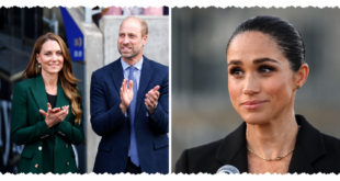 Meghan Markle with Prince William and Princess Kate as reports claim she is preparing to apologise over past royal comments