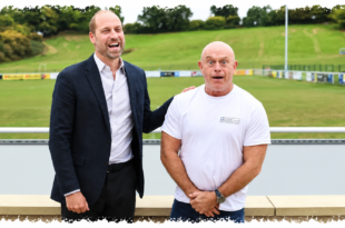 Prince William and Ross Kemp taking part in an emergency training exercise during the Ready Together launch in Ilminster, Somerset