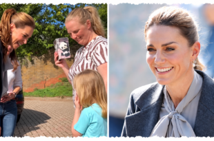 Princess Kate gently comforting a little girl who was feeling unwell during her visit to Pulborough in West Sussex