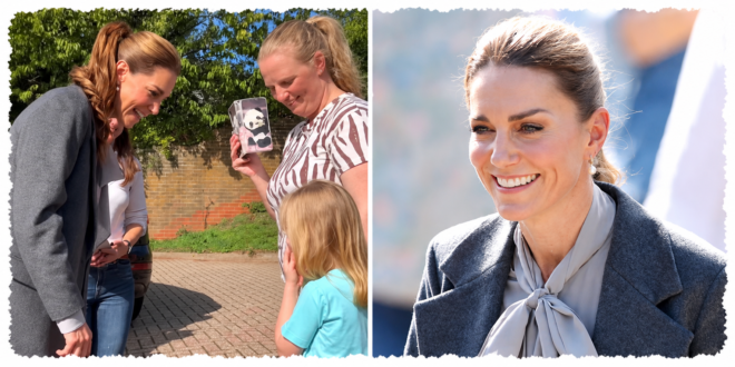 Princess Kate gently comforting a little girl who was feeling unwell during her visit to Pulborough in West Sussex