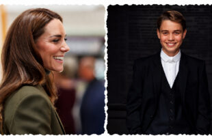 Princess Kate pictured with Prince George, who has returned home for his first extended school holiday since starting at Eton College