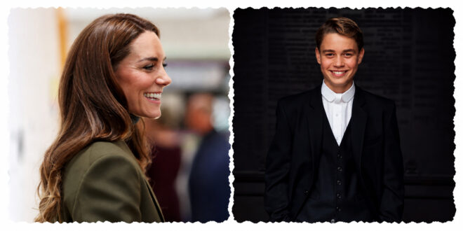 Princess Kate pictured with Prince George, who has returned home for his first extended school holiday since starting at Eton College